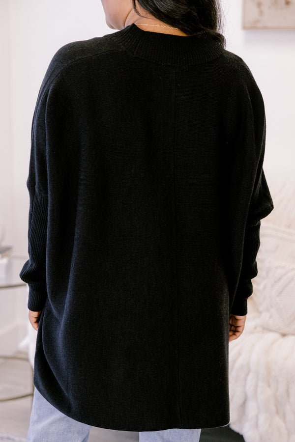 Chic Soul plus size clothing, black long sleeve sweater tunic