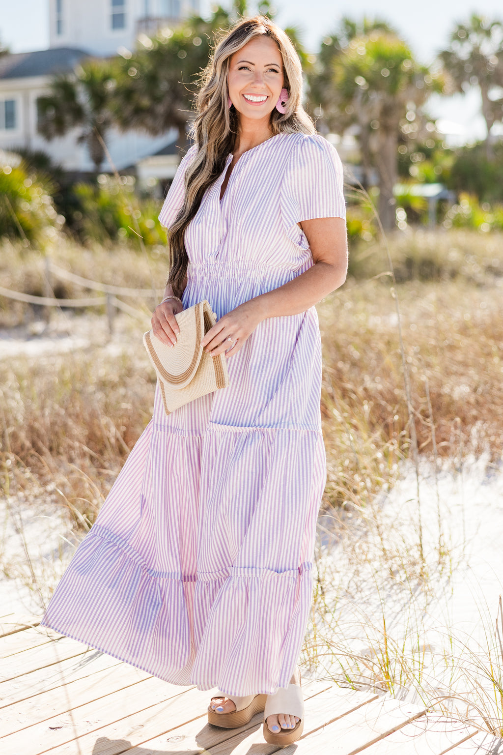 purple striped dress Lavender Maxi with Paper Bag Waistline it moves seamlessly from resort days to urban moments Attracted Halter Mini Dress Purple