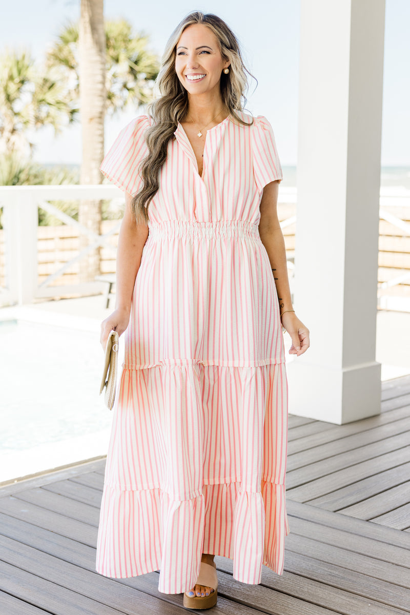 pink and white dresses This & That Maxi Dress, Pink Stripe – Chic Soul
