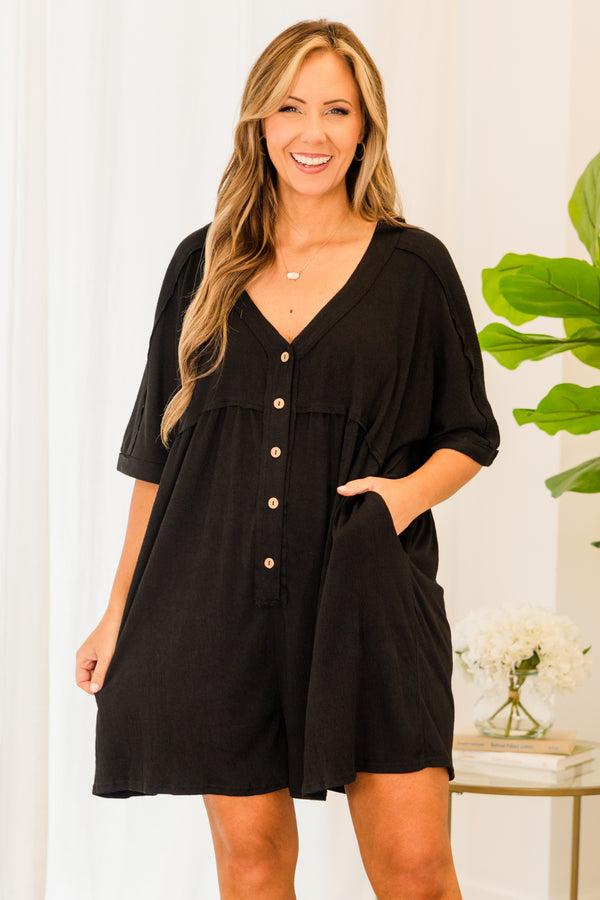 black flowy romper dress MAYA flowy romper in Black Elegantees