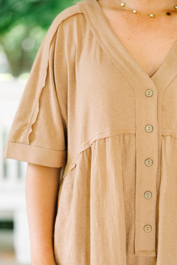 Throw On And Go Romper, Brown