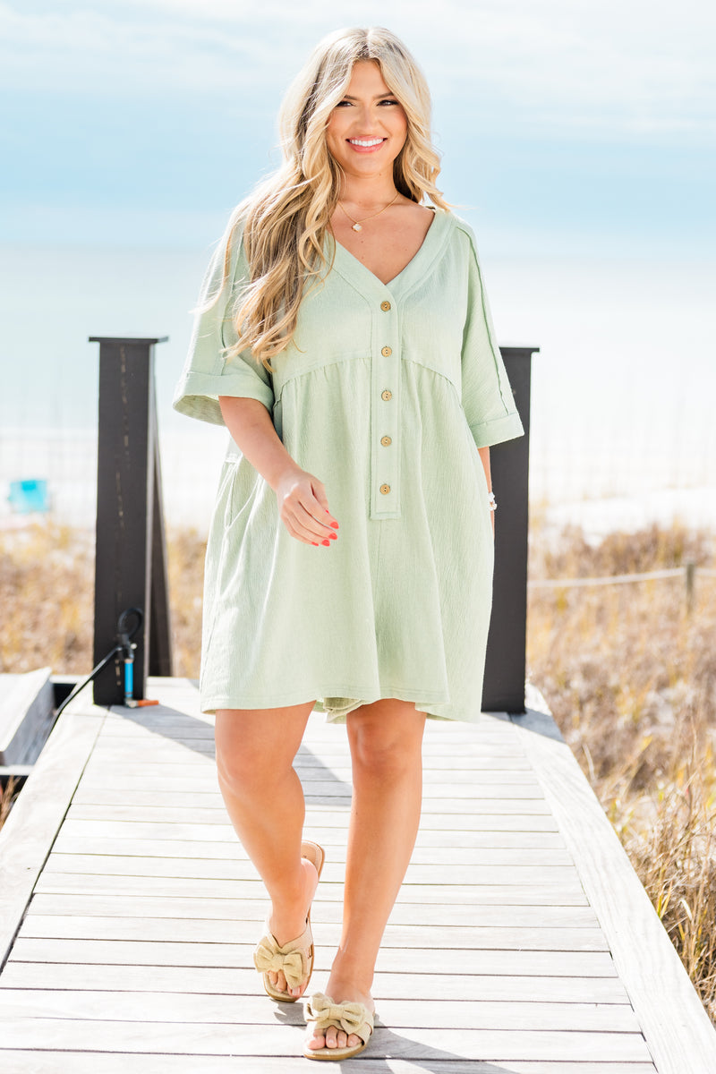 Women's Throw On And Go Romper, Green