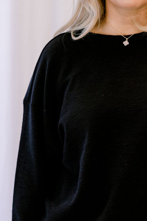 Chic Soul plus size clothing, black long sleeve top and shorts matching lounge set