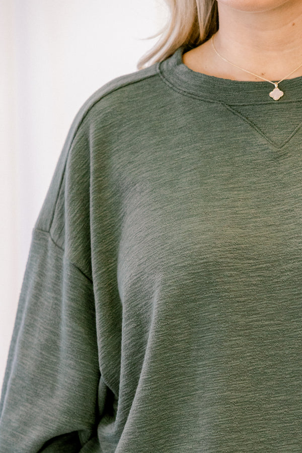 Chic Soul plus size clothing, dark olive long sleeve and shorts matching lounge set