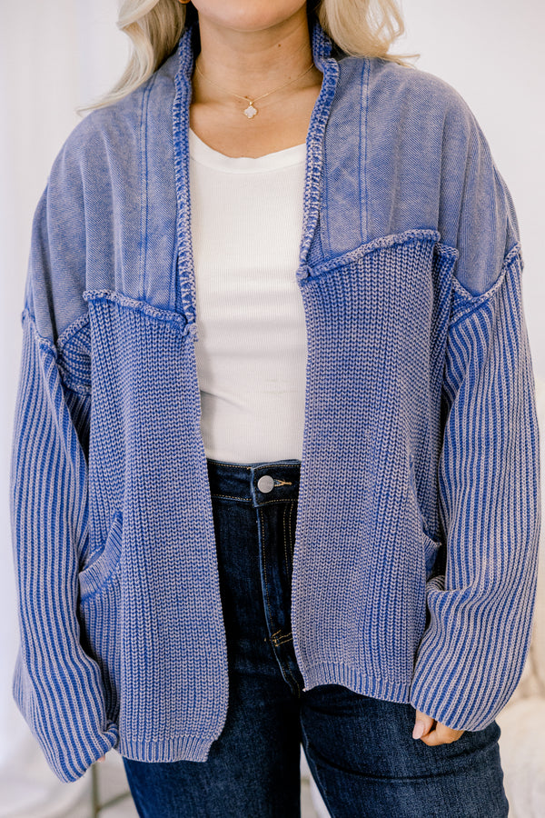 Times To Remember Cardigan, Washed Blue