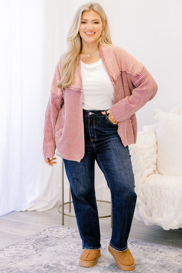 Chic Soul plus size clothing, light berry purple kit textured cardigan