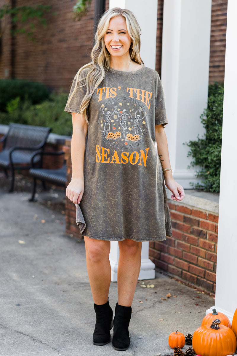 grey acid wash t shirt dress Tis' The Season T-Shirt Dress, Charcoal Swimdress