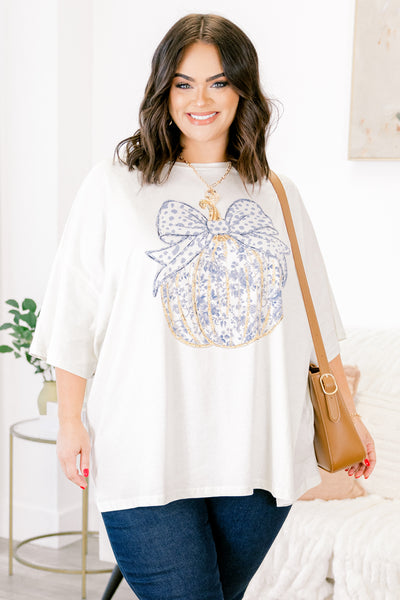 Toile Pumpkin Boyfriend Tee, Ivory – Chic Soul