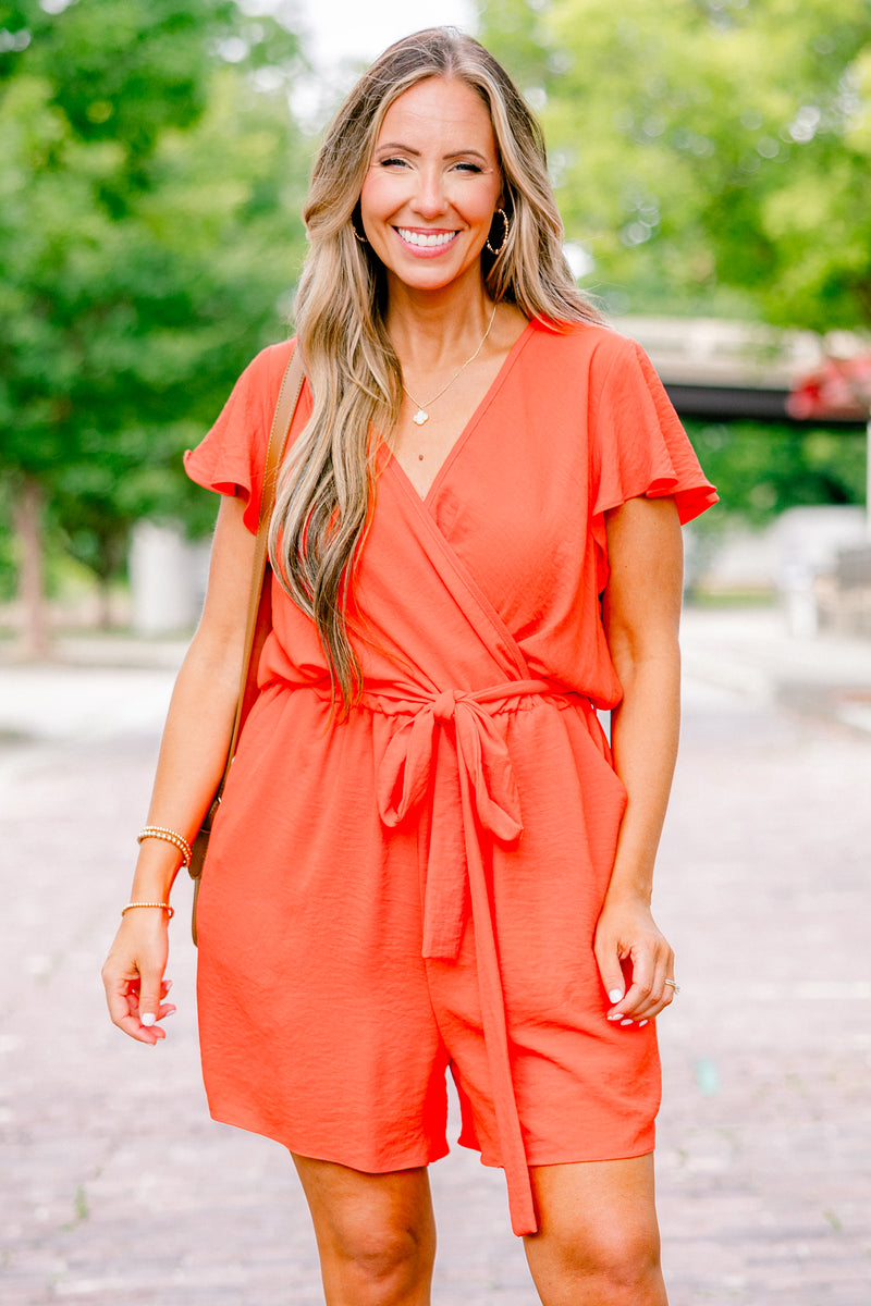 Women's Totally Chic Romper, Red