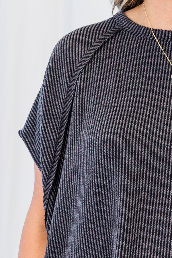 True And Charming Top, Charcoal
