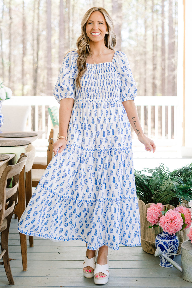 Women's Under The Hibiscus Maxi Dress, Blue | Size: 1X By Chic Soul