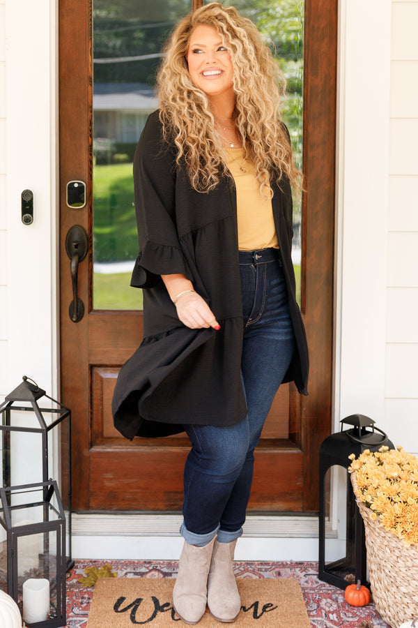 Knee length black on sale cardigan