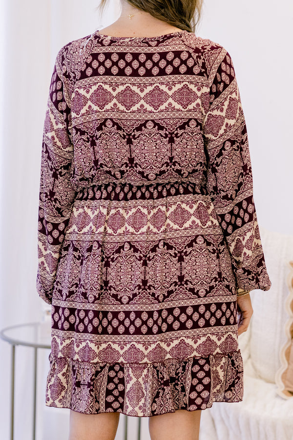 Chic Soul plus size clothing casual long sleeve purple aztec pattern