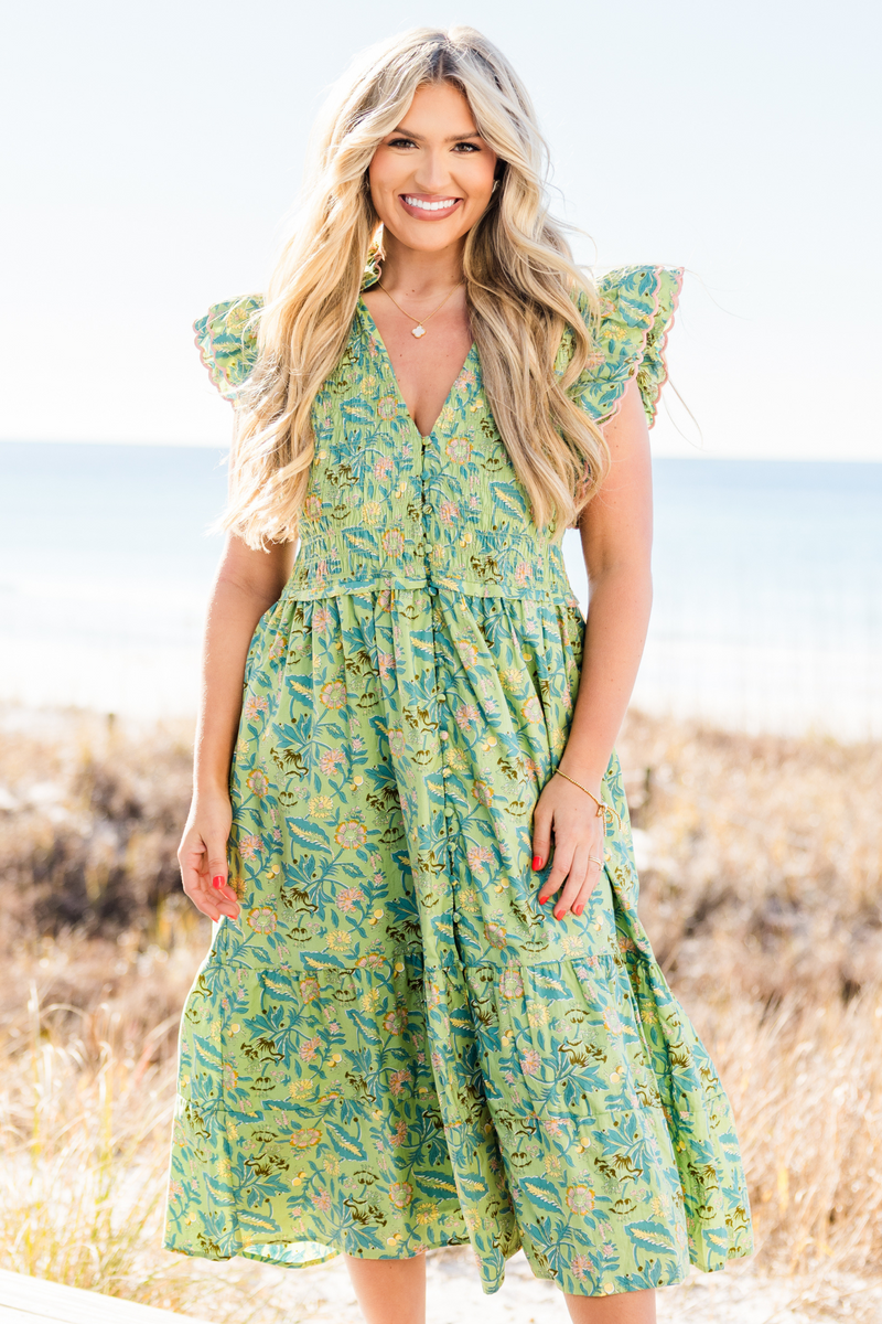 Women's Learning To Grow Dress, Green | Size: 1X By Chic Soul Women's Learning To Grow Dress, Green | Size: 1X By Chic Soul