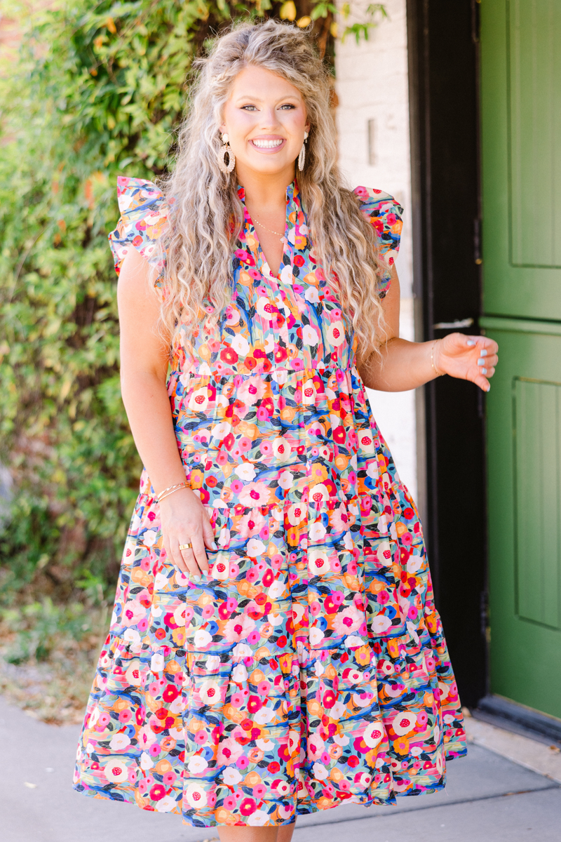 nature dress design Elegant Nature Green Floral Sleeveless Midi Dress