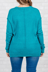 Unwind Your Mind Pullover, Heather Light Teal – Chic Soul