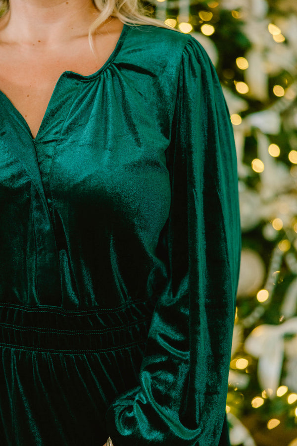 Chic Soul plus size clothing, long sleeve green velvet short dress