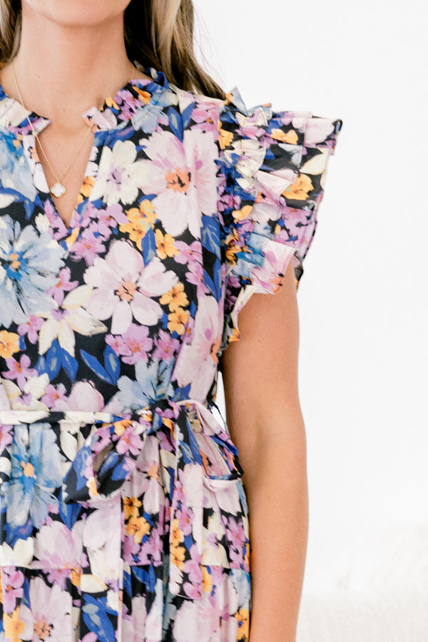 Venetian Garden Dress, Navy