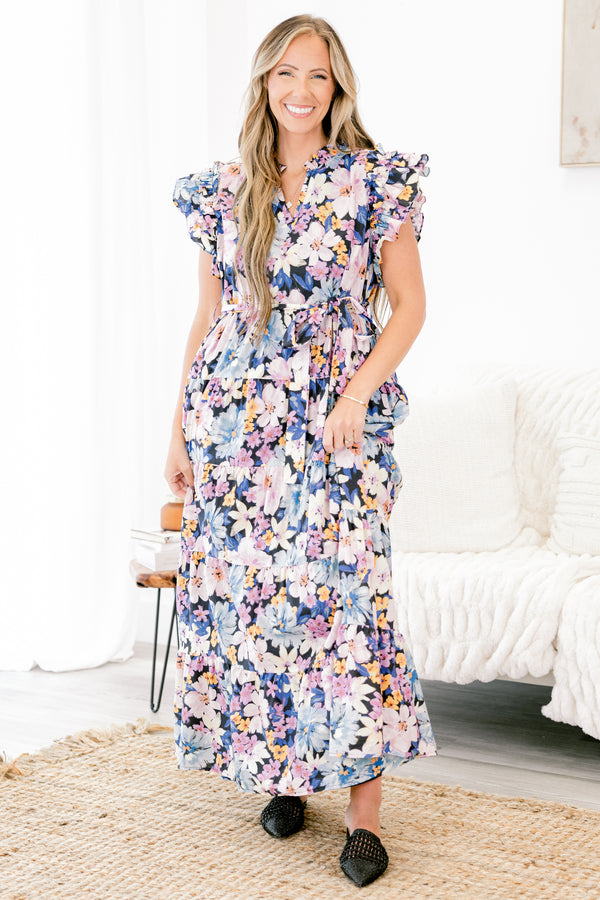 Venetian Garden Dress, Navy