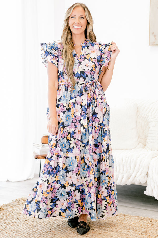 Venetian Garden Dress, Navy