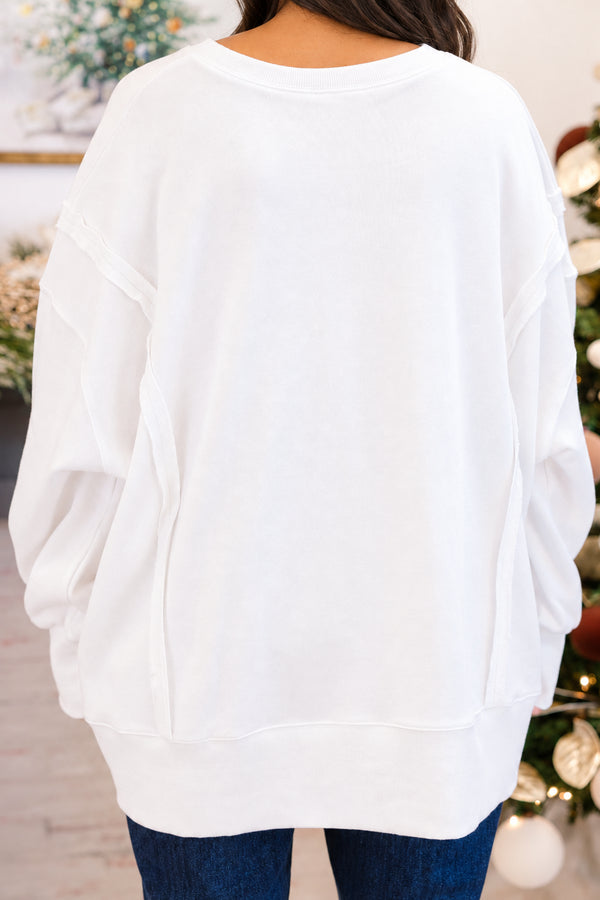 Chic Soul plus size clothing, ivory crewneck sweatshirt with vintage Santa graphic 