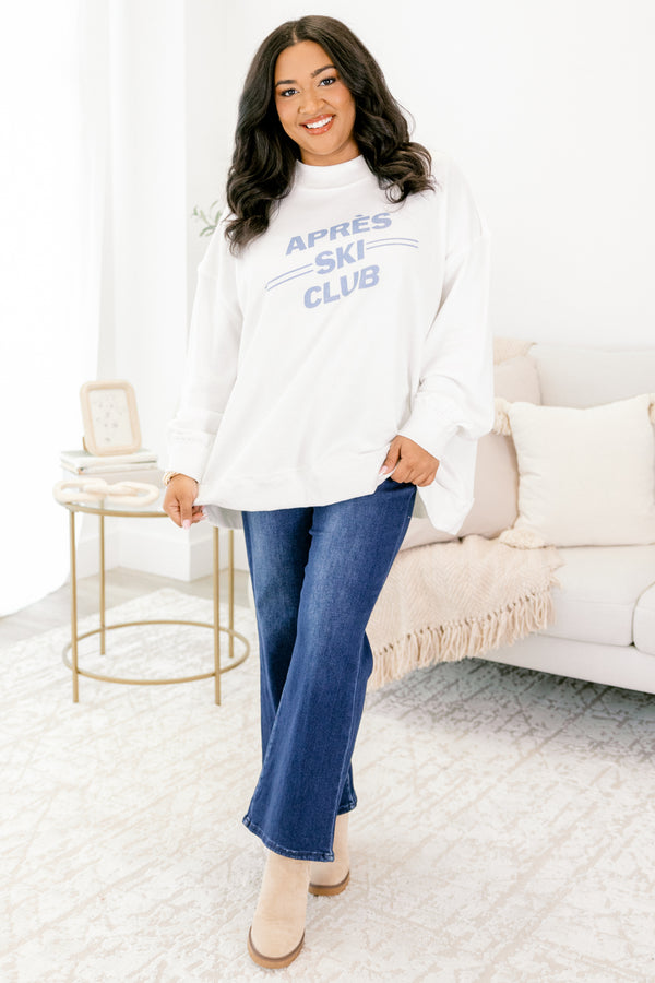 Chic Soul plus size clothing, white long sleeve pullover with the saying 