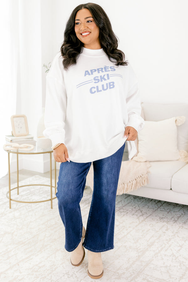 Chic Soul plus size clothing, white long sleeve pullover with the saying 