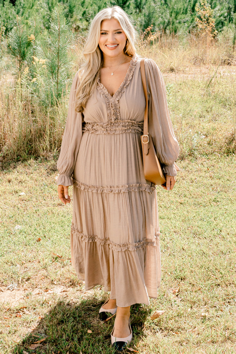Vivid Palms Dress, Taupe – Chic Soul