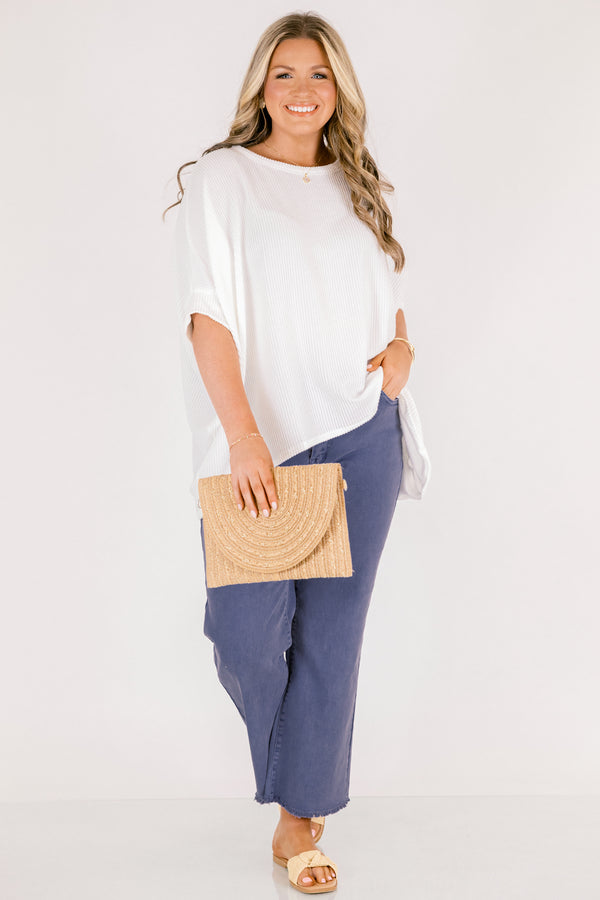 Chic soul plus size clothing, medium bright blue straight leg jeans