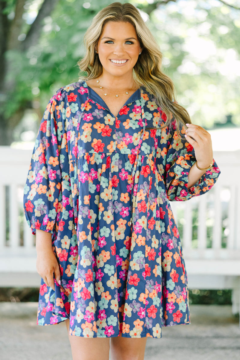 floral flowy mini dress Women's Walking On Air Dress, Pink PROMO: Clothing + Curtains Flour Sack Dresses: Thrifty a flattering empire waist Color:Anthracite