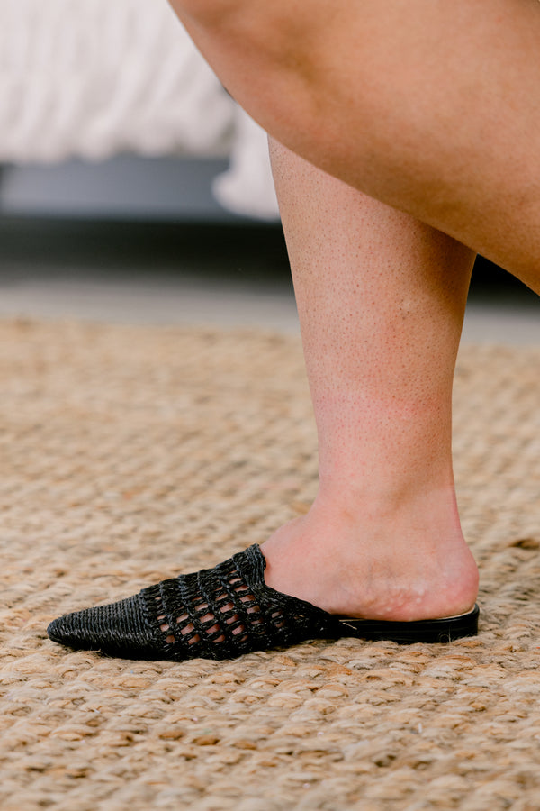 Chic Soul plus size clothing, black woven mule 