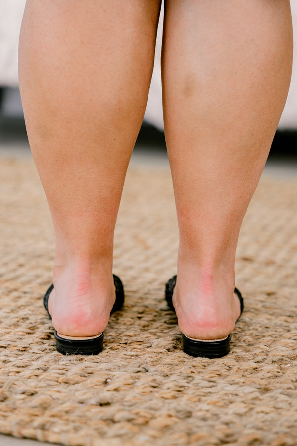 Chic Soul plus size clothing, black woven mule 