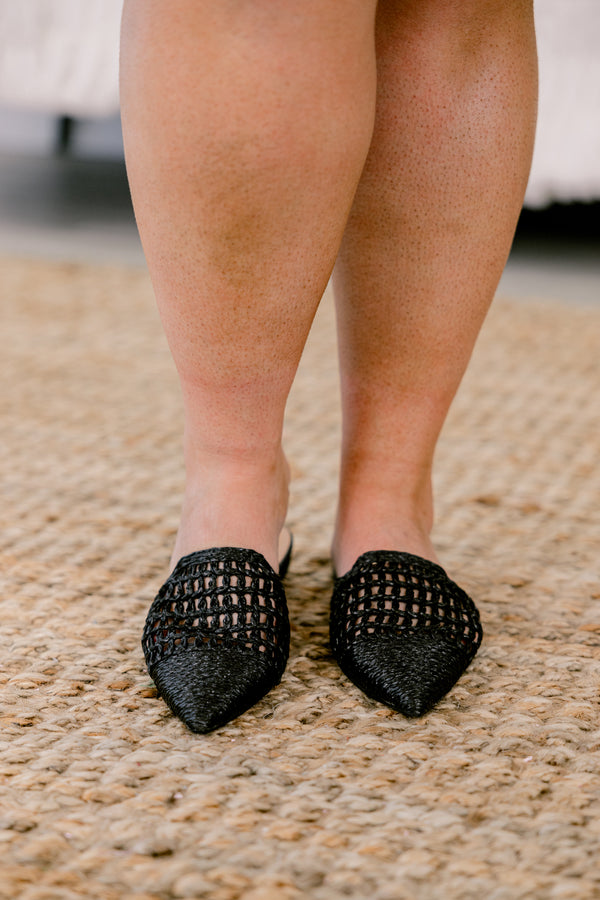 Chic Soul plus size clothing, black woven mule 