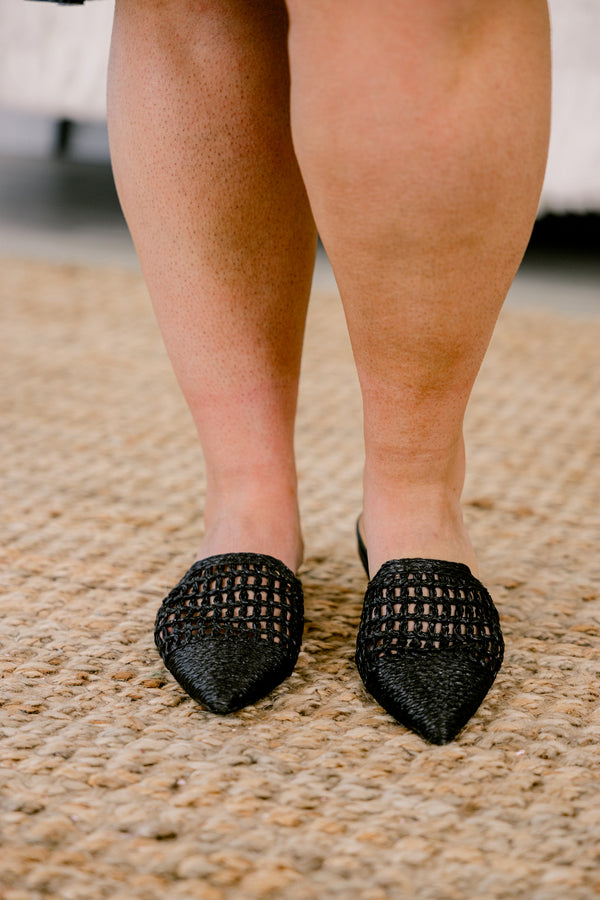 Chic Soul plus size clothing, black woven mule 