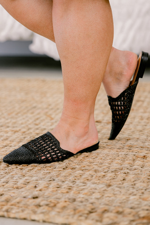 Chic Soul plus size clothing, black woven mule 