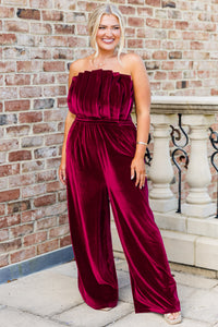 Waltz Through Winter Jumpsuit, Wine – Chic Soul