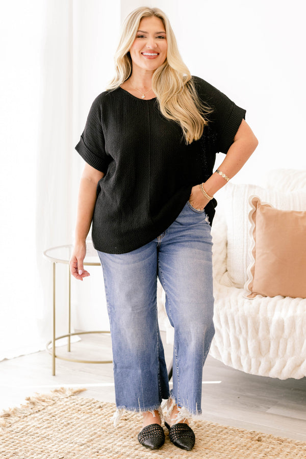 Chic Soul plus size clothing, medium wash midrise wide leg blue jeans with a  distressed hem