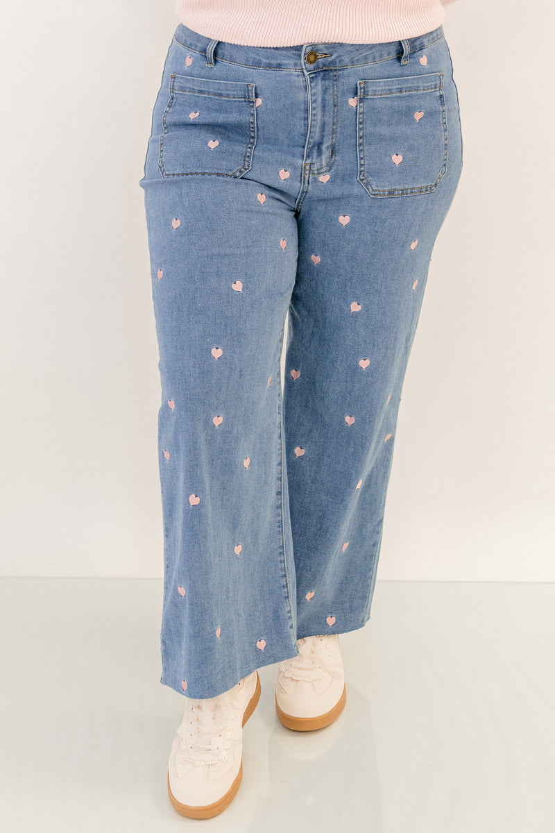 Wash Me Away Jeans, Heart Embroidery – Chic Soul