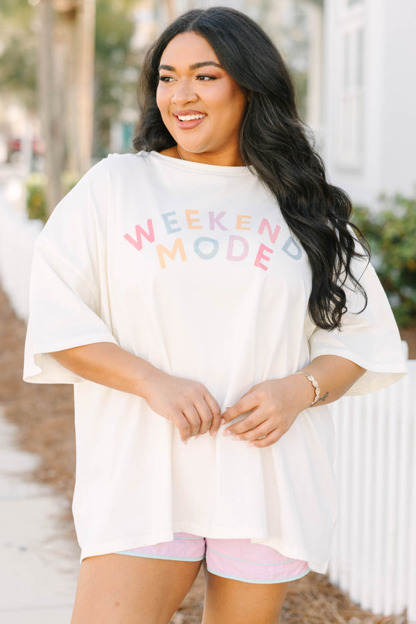 Weekend Mode Boyfriend Tee, Ivory