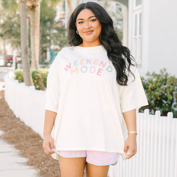 Weekend Mode Boyfriend Tee, Ivory