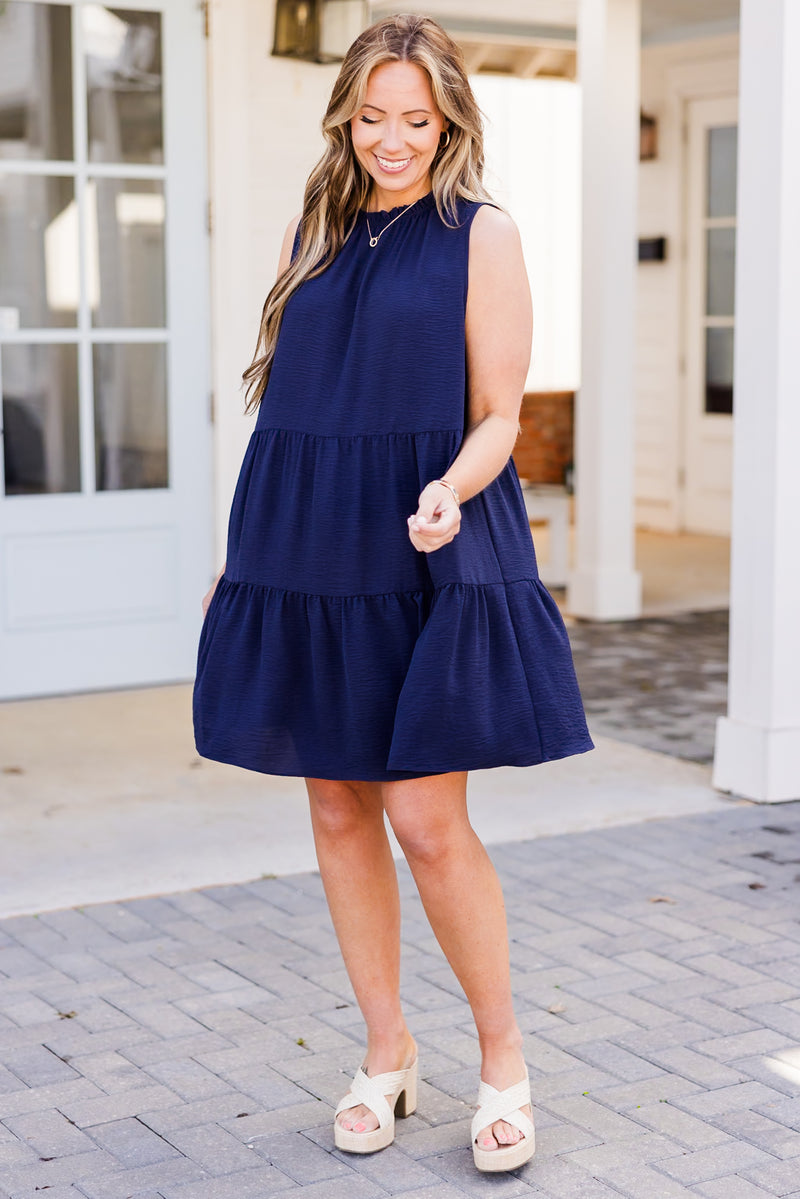 Weekend Wardrobe Dress, Navy Blue – Chic Soul