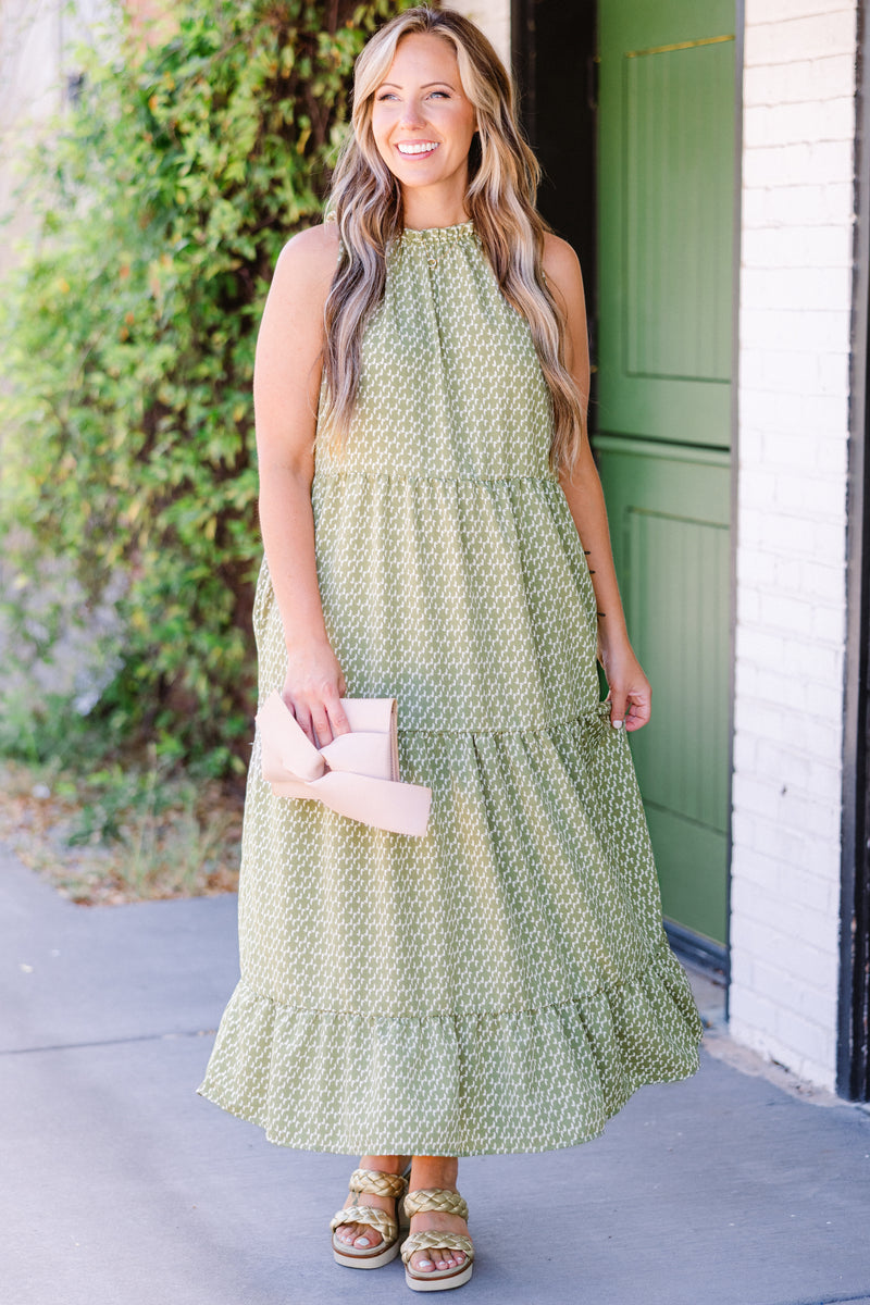 Weekend Wardrobe Maxi Dress, Green Geometric – Chic Soul