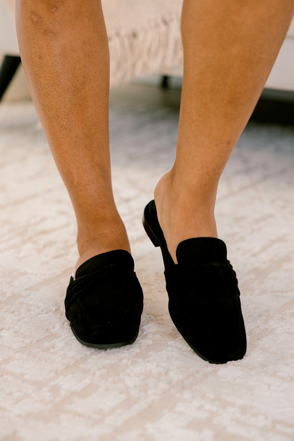 Chic Soul plus size clothing, black suede half loafers