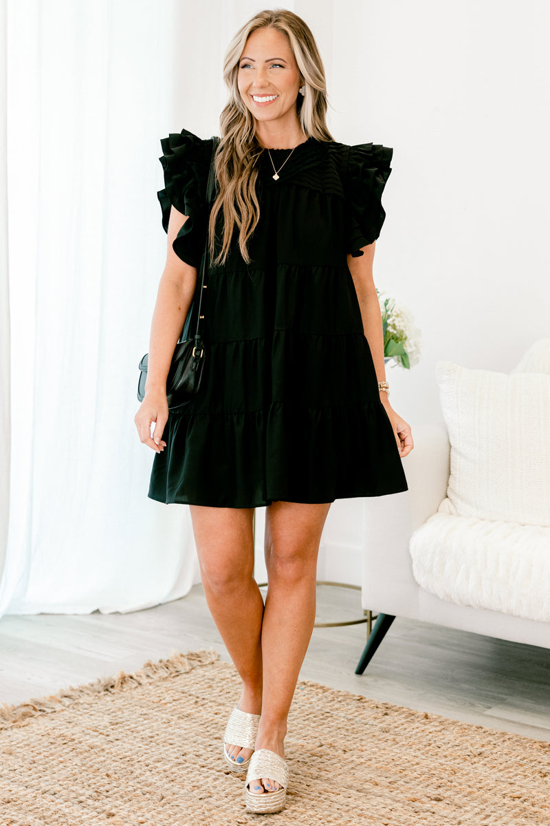 black flowy mini dress What A Vision Dress, Black – Chic Soul