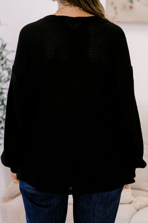 Chic Soul plus size clothing, black knit long sleeve top