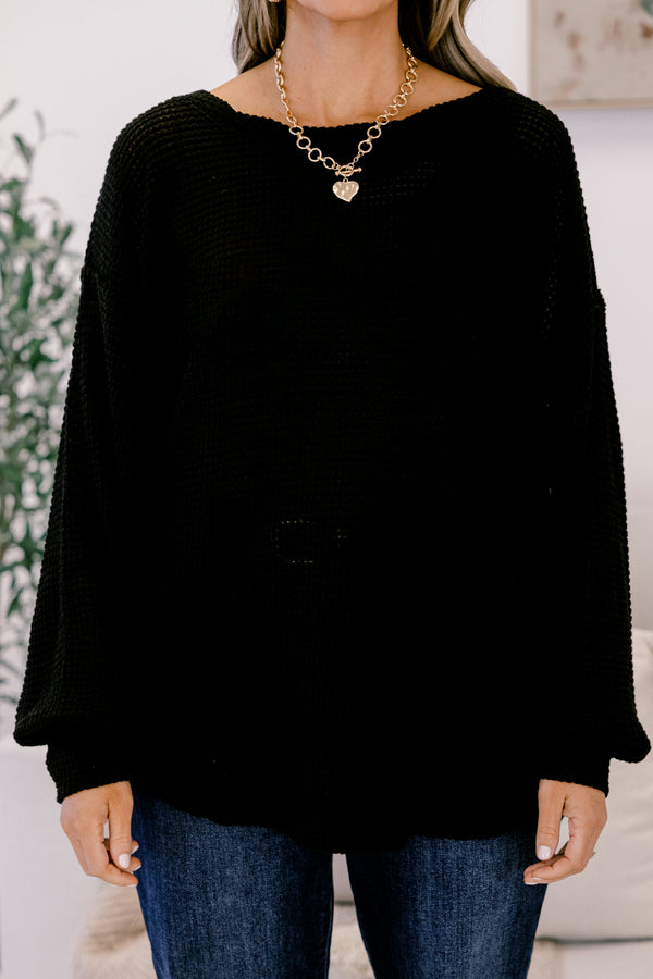 Chic Soul plus size clothing, black knit long sleeve top