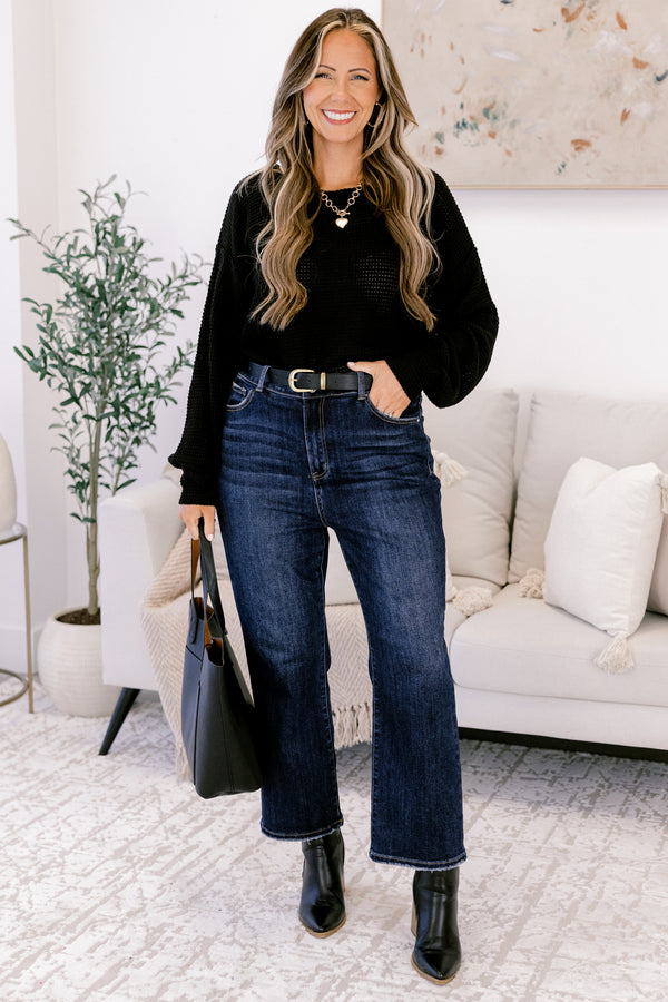 Chic Soul plus size clothing, black knit long sleeve top