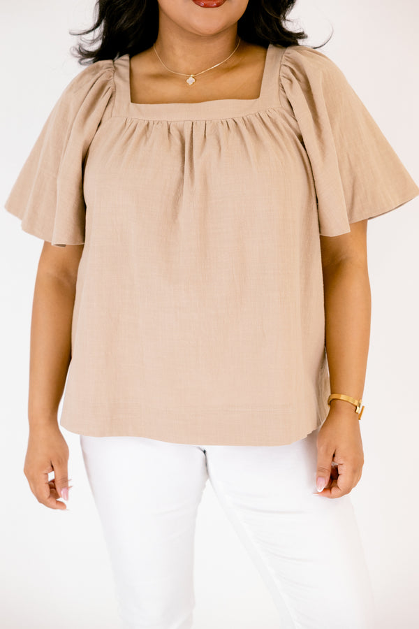 Chic Soul plus size clothing, ran baby doll top with bell sleeves and a square neckline 