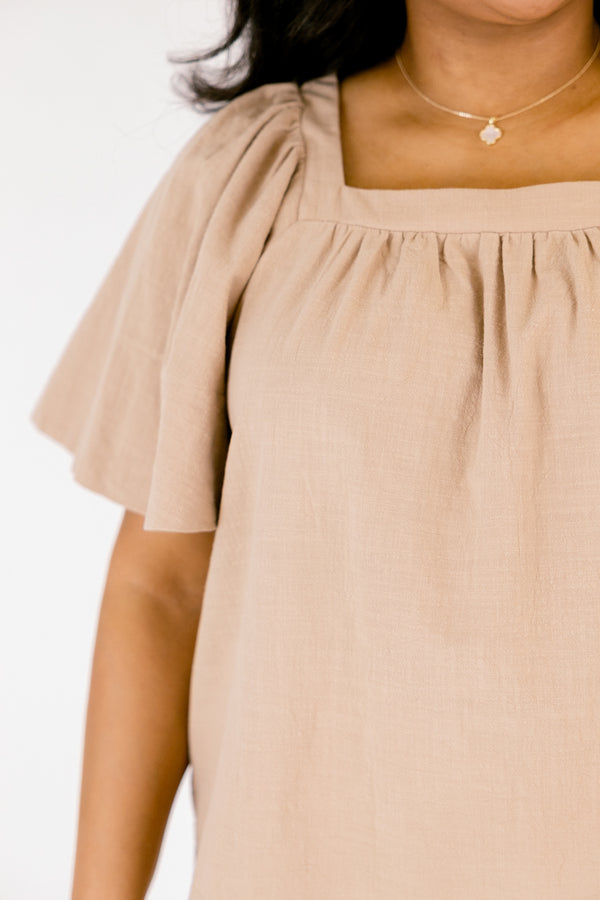 Chic Soul plus size clothing, ran baby doll top with bell sleeves and a square neckline 