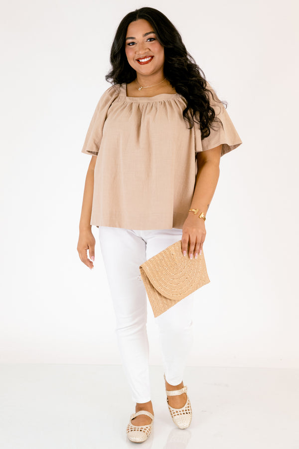Chic Soul plus size clothing, ran baby doll top with bell sleeves and a square neckline 